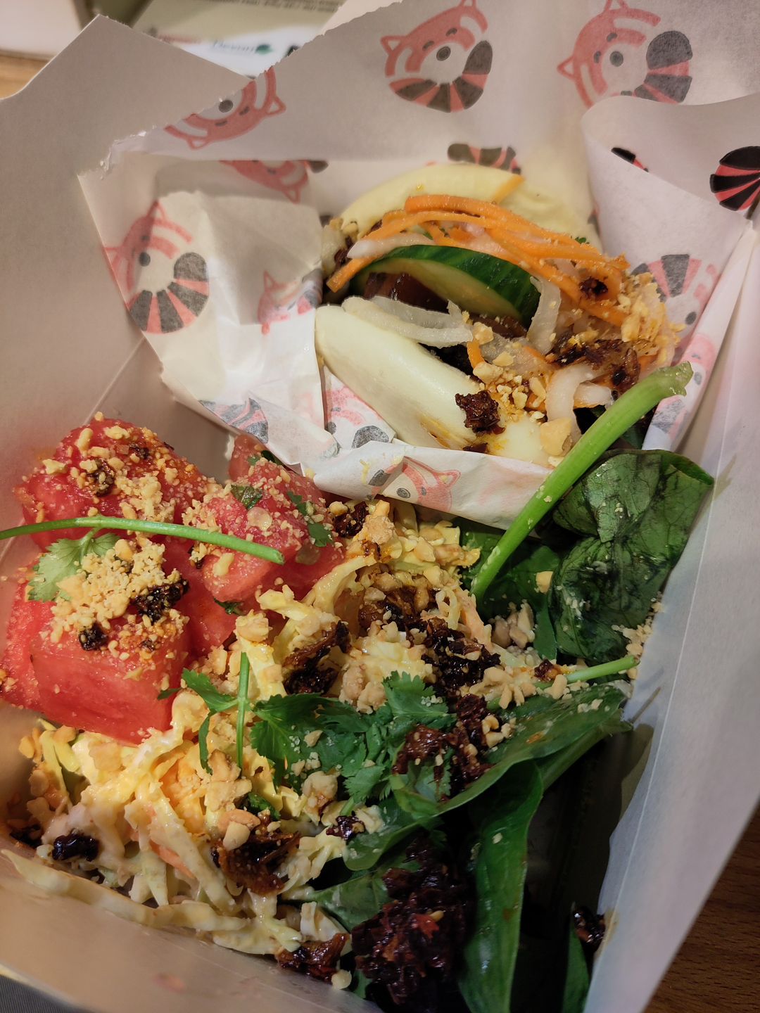 Pork Belly Bao & Trio of salads