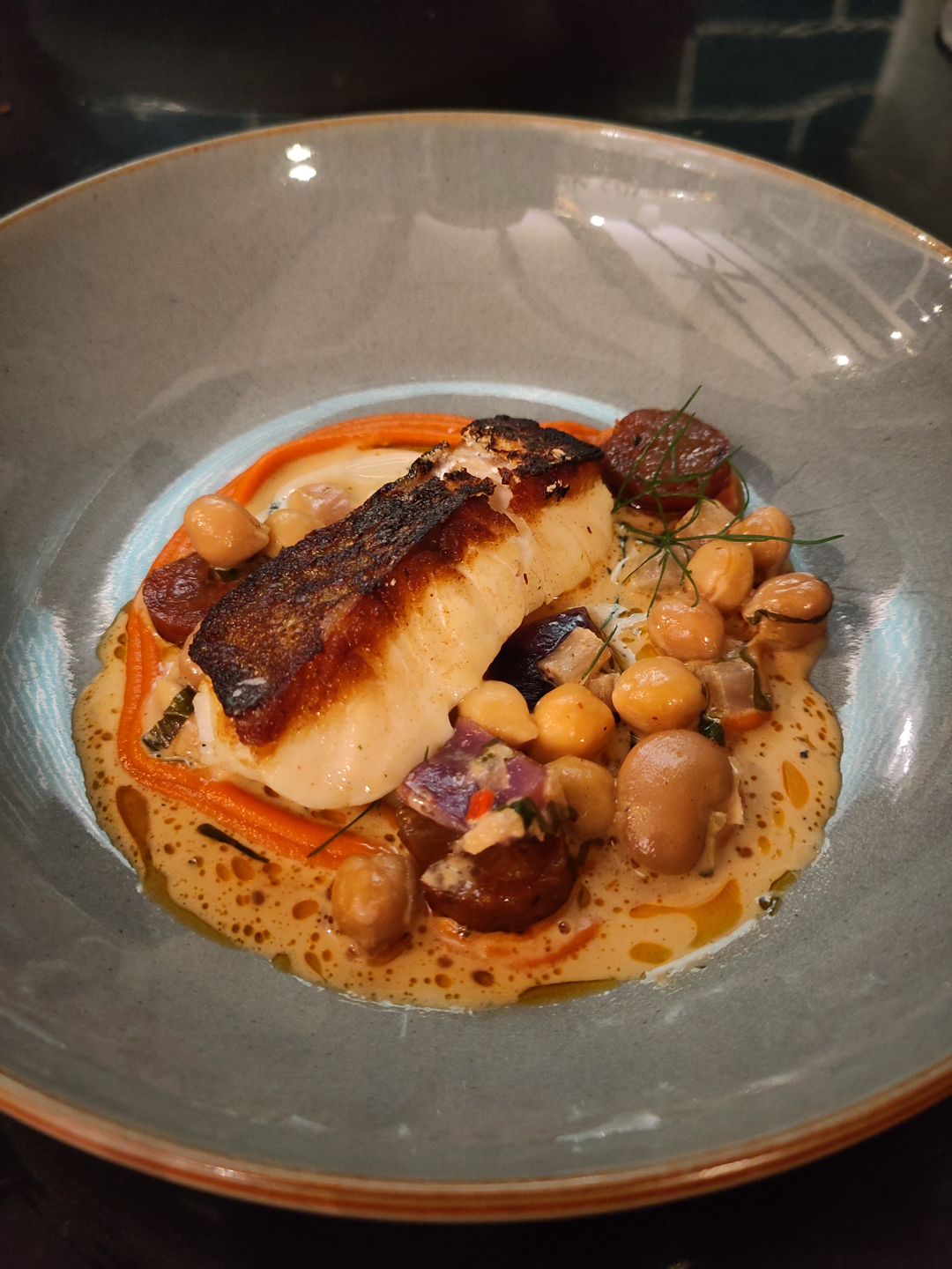 Mullet, chickpea & chorizo cassoulet